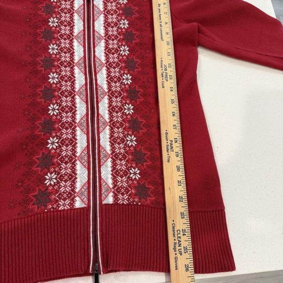 Eddie Bauer Nordic Snowflake Full Zip Knit Sweater Jacket Womens Med Christmas - Picture 6 of 7